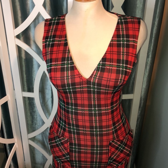Vintage 60s/70s Poly Knit Tartan Plaid Dress Ralph Lauren Esthetics - Picture 2 of 7
